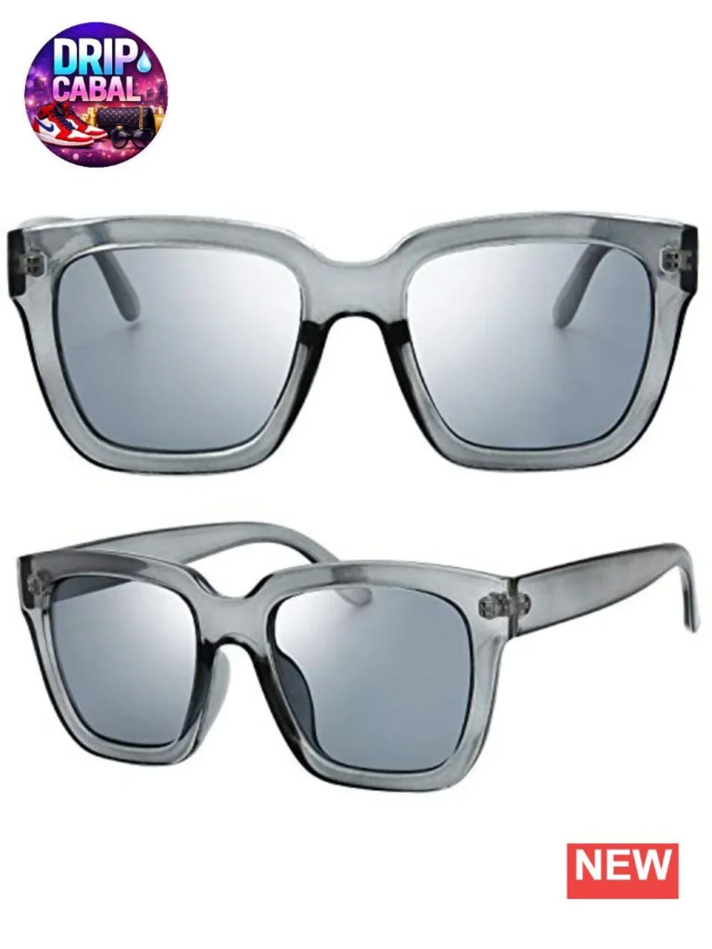 Retro Square Sunglasses UV400 Protection Oversized Lightweight Horn Rim